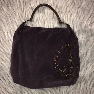 Lucky brand purple peace sign hobo bag